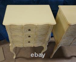 Solid Mahogany Pair of Chest of drawers hand carved Antique White finish