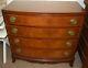 Solid Wood Mahogany Curved Front Chest of 4 Drawers Storage Brass Pulls 2 Tone