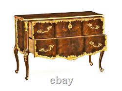 Spectacular French Louis XV Flame Mahogany & Gold Leaf 2 Drawer Chest Dresser