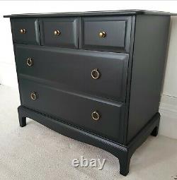 Stag Minstrel painted black mahogany chest of drawers, lowboy, shipping not free