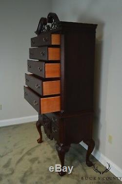 Stanley Stoneleigh Mahogany Chippendale Style Ball & Claw Highboy Tall Chest