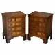 Stunning Pair Of Flamed Mahogany Bedside Side End Lamp Table Chest Of Drawers