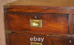 Stunning Vintage Flamed Mahogany Military Campaign Chest Of Drawers Patina