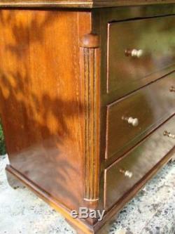 Superb Pair Of Miniature Antique Mahogany Chest Of Three Drawers, 31cm Tall