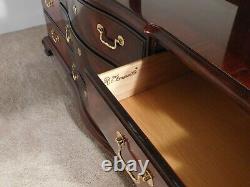 Thomasville Flame Mahogany Serpentine Chippendale Long Chest w Jewelry Keep Safe