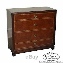 Tommi Parzinger for Charak Modern Mahogany Leather Front Chest of Drawers