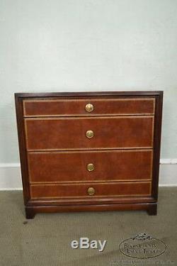 Tommi Parzinger for Charak Modern Mahogany Leather Front Chest of Drawers
