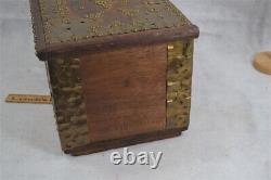 Trunk chest brass decoration hand made 16x8x9 mahogany wood antique original