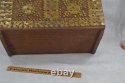 Trunk chest brass decoration hand made 16x8x9 mahogany wood antique original