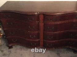 Union National Antique American Federal Bowfront Double Chest Of Drawers Dresser