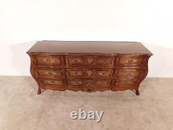 VINTAGE Henredon French Collection Bombe Serpentine 9 Drawer Walnut Long Chest