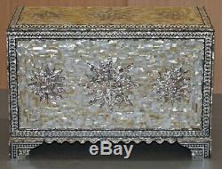 Very Rare Absolutely Sublime Mother Of Pearl Chest Of Trunk With Mahogany Lining
