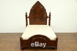 Victorian Antique Cherry & Mahogany Queen Size Bedroom Set, Marble Chests #31709