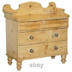 Victorian Pine Chest Of Drawers Wash Stand With Gallery Back Stunning Patina