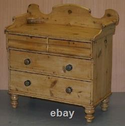 Victorian Pine Chest Of Drawers Wash Stand With Gallery Back Stunning Patina