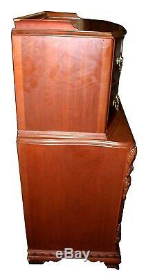 Vintage 1950s French Regency Style Chest on Chest in Mixed Mahogany & Fruitwood