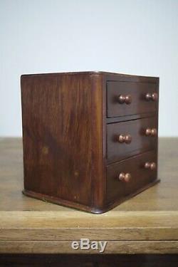 Vintage Antique Small Mahogany Apothecary Table Top Chest Of Drawers Apprentice