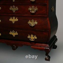 Vintage Boston Chippendale Style Mahogany Swell Bombe Chest by Baker