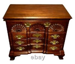 Vintage Carved Mahogany Goddard Style Block Front Bachelors Chest