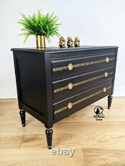 Vintage Chest of Drawers Black & Gold