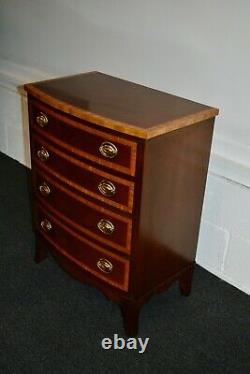 Vintage Council Traditional Style Inlaid & Banded Four Drawer Bachelors Chest