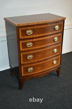 Vintage Council Traditional Style Inlaid & Banded Four Drawer Bachelors Chest