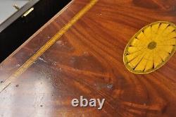 Vintage English Edwardian Style Mahogany Pinwheel Inlay 3 Drawer Dresser Chest
