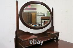 Vintage English Mahogany Three Drawer Dressing Chest With Beveled Mirror