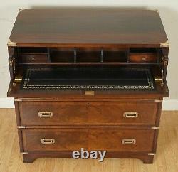 Vintage Flamed Mahogany Secretary Military Campaign Secretaire Chest Of Drawers