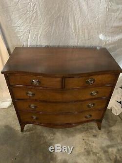 Vintage Georgian George Mahogany Chest of Drawers Dresser Bachelors Bow Front