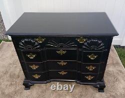 Vintage Goddard Solid Mahogany Four Drawer Block Front Chest/Distressed Black