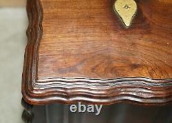 Vintage Hand Carved Mahogany Trunk Or Chest With Ornate Oversized Brass Fittings
