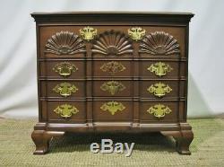 Vintage Hand-Crafted Mahogany Block Front Chest With Shell Carvings