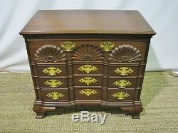 Vintage Hand-Crafted Mahogany Block Front Chest With Shell Carvings