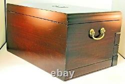 Vintage Large EUREKA USA Mahogany Wood Jewelry Chest Box With 3 Drawers