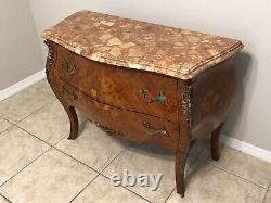 Vintage Louis XV Style Marble Top Commode French Bombe Chest