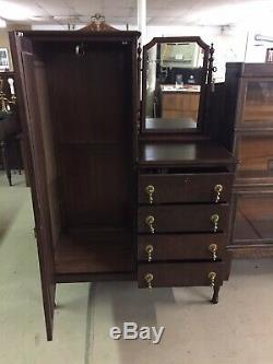 Vintage Mahogany Chifferobe With Mirror Dresser Chest with Tear Drop Pulls