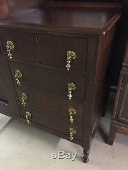 Vintage Mahogany Chifferobe With Mirror Dresser Chest with Tear Drop Pulls