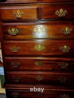 Vintage Mahogany Chippendale Highboy Chest of Drawers