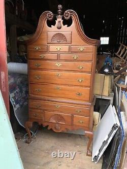Vintage Mahogany Chippendale Highboy Chest of Drawers 19th Century Lancaster Pa