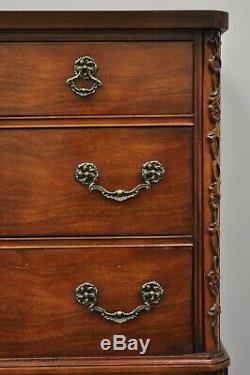 Vintage Mahogany Chippendale Style Tall Chest on Chest Dresser by Century