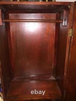 Vintage Mahogany Doll Chest Wardrobe/ Carrier with Brass Accents