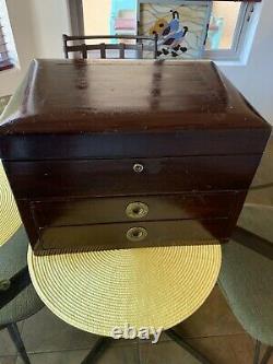 Vintage Mahogany Gaming Chest In Nice Shape