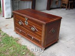 Vintage Mahogany Trunk Blanket Chest End of Bed Bench Storage