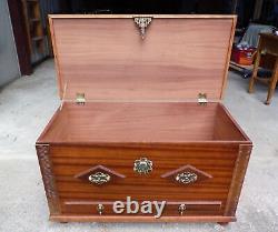 Vintage Mahogany Trunk Blanket Chest End of Bed Bench Storage