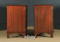 Vintage Pair Georgian Style Flame Mahogany Bow Front Bedside Chests of Drawers