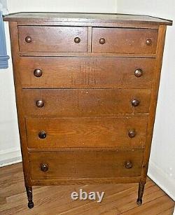 Vintage Stained Oak Chest, 6 Drawers
