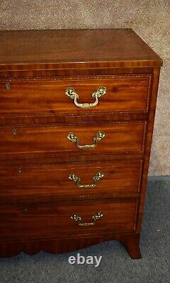 Vintage Stuart Swan Inlaid Mahogany Regency Style Four Drawer Chest of Drawers