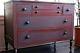 Vintage Wood Mahogany Furniture Rolling Table Chest of Drawers 47 x 23 x 32