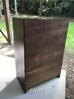 Vintage l 30s Art Deco Waterfall Wood Chest Dovetailed Drawers Dresser Storage